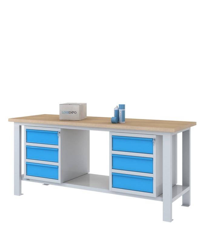BANCO DA LAVORO 2000x700x885h con 6 cassetti