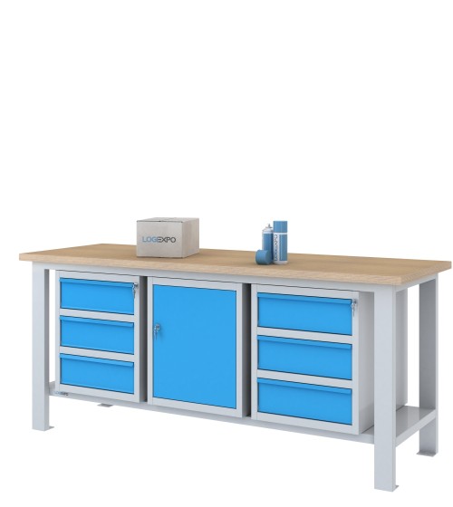 BANCO DA LAVORO 2000x700x885h con 6 cassetti e 1 sportello