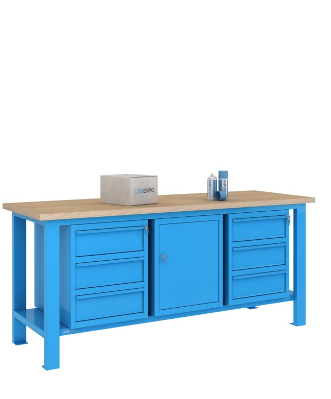 BANCO DA LAVORO 2000x700x885h con 6 cassetti e 1 sportello