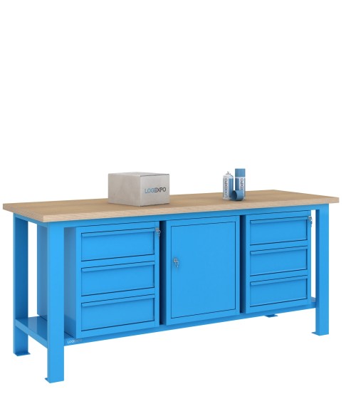 BANCO DA LAVORO 2000x700x885h con 6 cassetti e 1 sportello