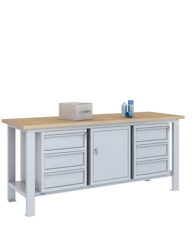 BANCO DA LAVORO 2000x700x885h con 6 cassetti e 1 sportello