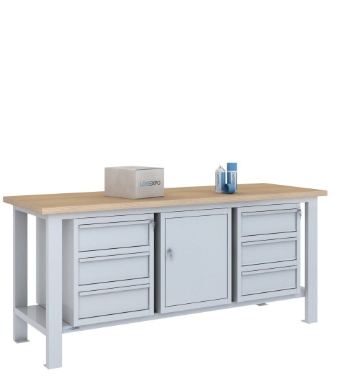 BANCO DA LAVORO 2000x700x885h con 6 cassetti e 1 sportello