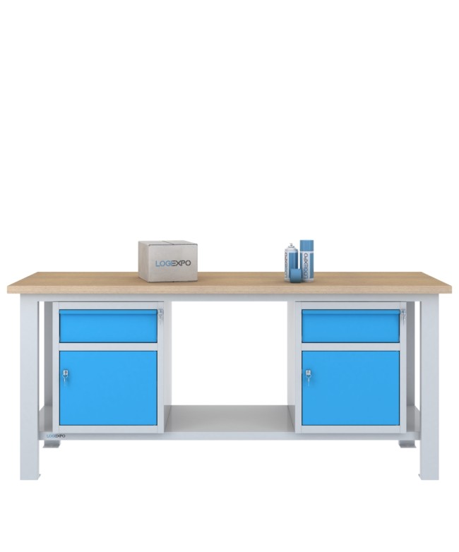 BANCO DA LAVORO 2000x700x885h con 2 cassetti e 2 sportelli