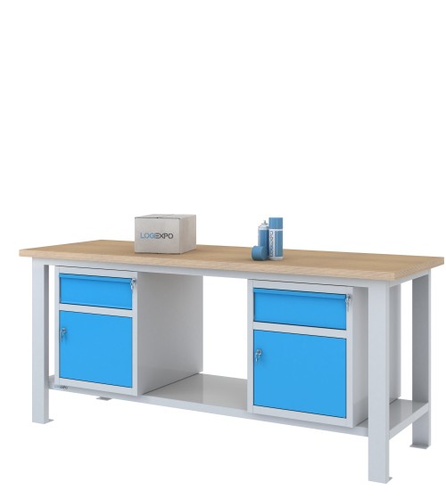 BANCO DA LAVORO 2000x700x885h con 2 cassetti e 2 sportelli