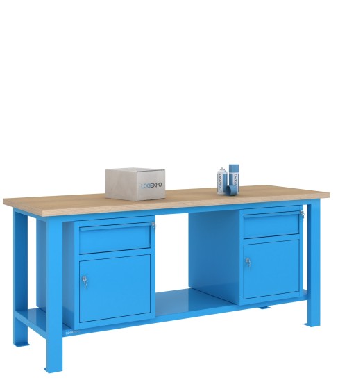 BANCO DA LAVORO 2000x700x885h con 2 cassetti e 2 sportelli