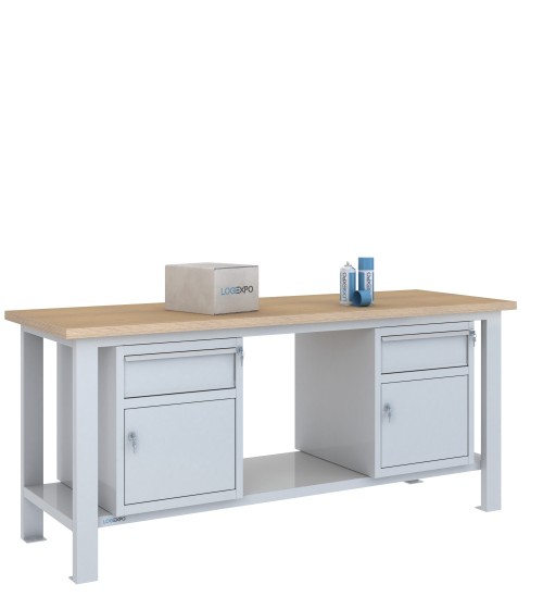 BANCO DA LAVORO 2000x700x885h con 2 cassetti e 2 sportelli