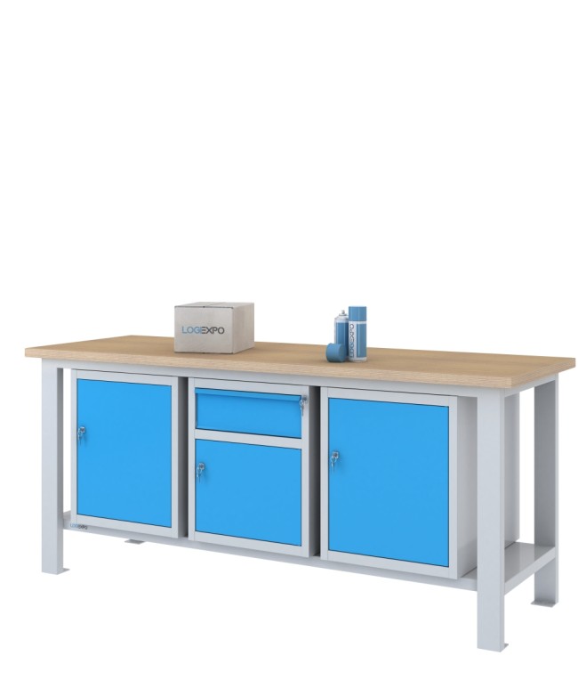 BANCO DA LAVORO 2000x700x885h con 1 cassetto e 3 sportelli