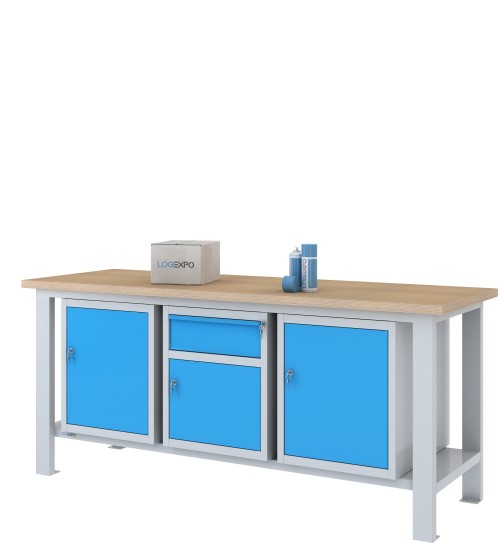 BANCO DA LAVORO 2000x700x885h con 1 cassetto e 3 sportelli