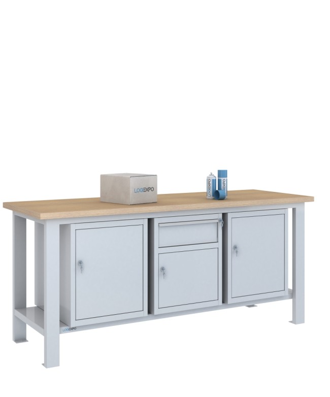 BANCO DA LAVORO 2000x700x885h con 1 cassetto e 3 sportelli