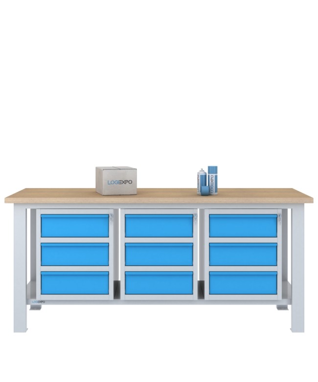 BANCO DA LAVORO 2000x700x885h con 9 cassetti