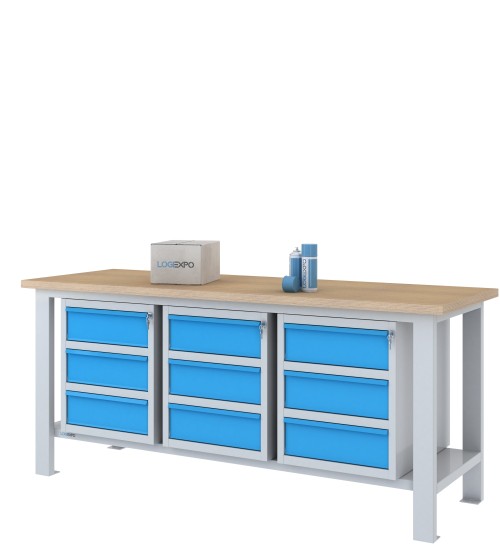 BANCO DA LAVORO 2000x700x885h con 9 cassetti