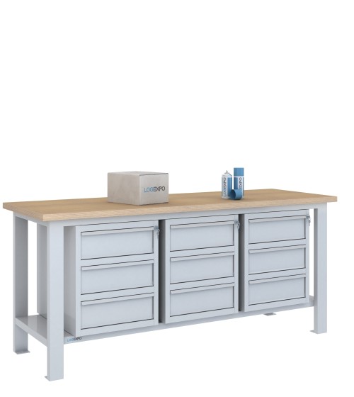 BANCO DA LAVORO 2000x700x885h con 9 cassetti