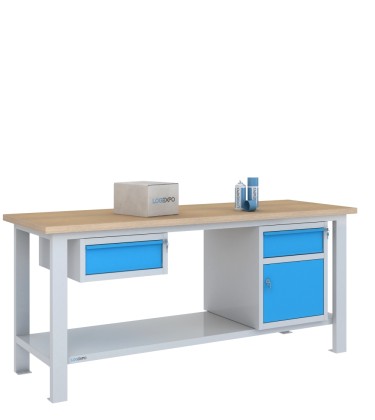 BANCO DA LAVORO 2000x700x885h con 2 cassetti e 1 sportello