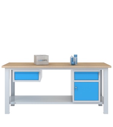 BANCO DA LAVORO 2000x700x885h con 2 cassetti e 1 sportello 2