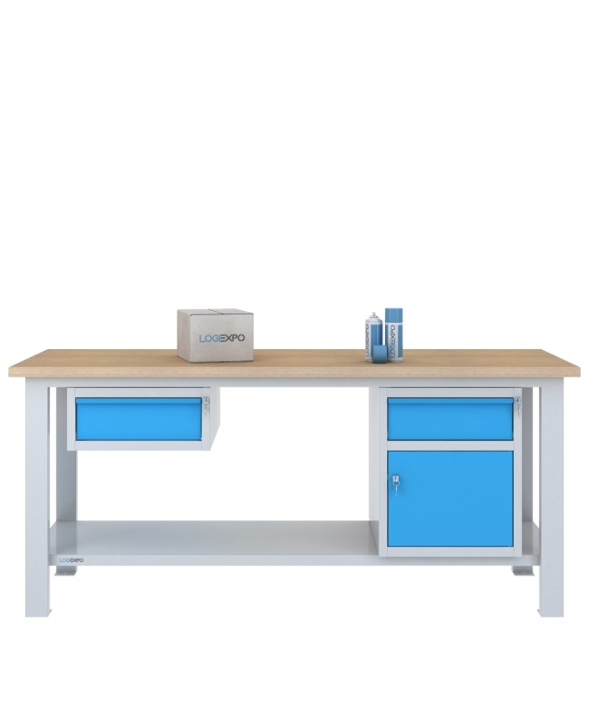 BANCO DA LAVORO 2000x700x885h con 2 cassetti e 1 sportello