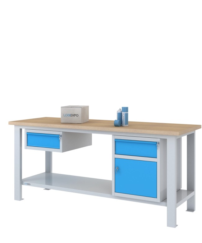BANCO DA LAVORO 2000x700x885h con 2 cassetti e 1 sportello