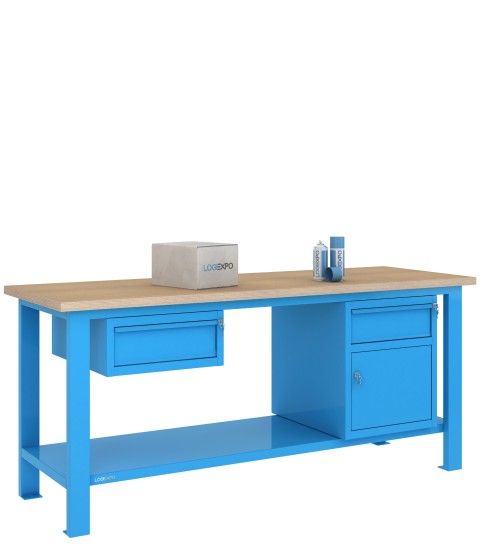 BANCO DA LAVORO 2000x700x885h con 2 cassetti e 1 sportello