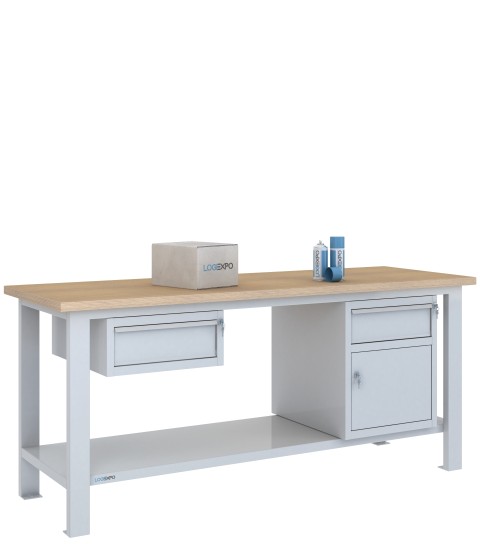 BANCO DA LAVORO 2000x700x885h con 2 cassetti e 1 sportello