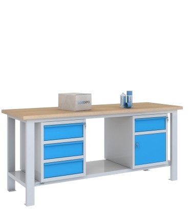 BANCO DA LAVORO 2000x700x885h con 4 cassetti e 1 sportello