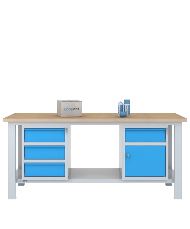 BANCO DA LAVORO 2000x700x885h con 4 cassetti e 1 sportello