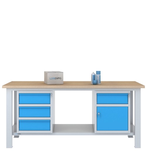 BANCO DA LAVORO 2000x700x885h con 4 cassetti e 1 sportello