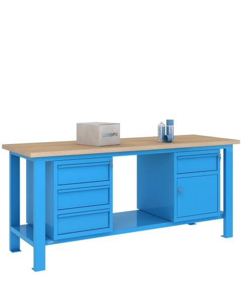 BANCO DA LAVORO 2000x700x885h con 4 cassetti e 1 sportello