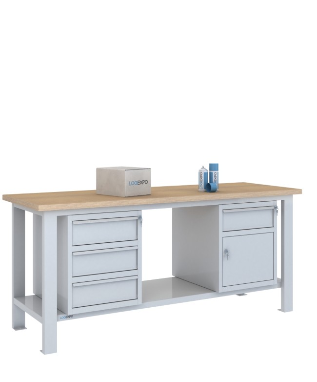 BANCO DA LAVORO 2000x700x885h con 4 cassetti e 1 sportello