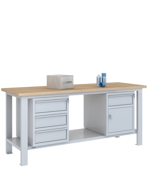 BANCO DA LAVORO 2000x700x885h con 4 cassetti e 1 sportello