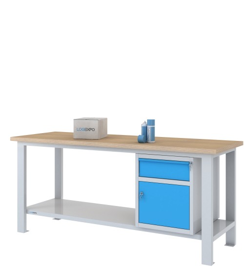 BANCO DA LAVORO 2000x700x885h con 1 cassetto e 1 sportello