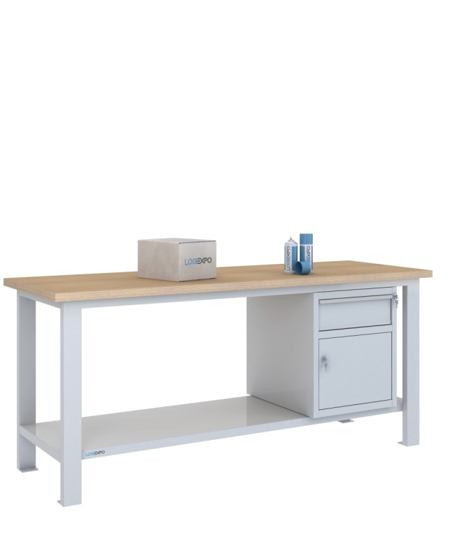 BANCO DA LAVORO 2000x700x885h con 1 cassetto e 1 sportello