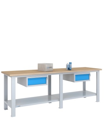 BANCO DA LAVORO 2500x700x885h con 2 cassetti