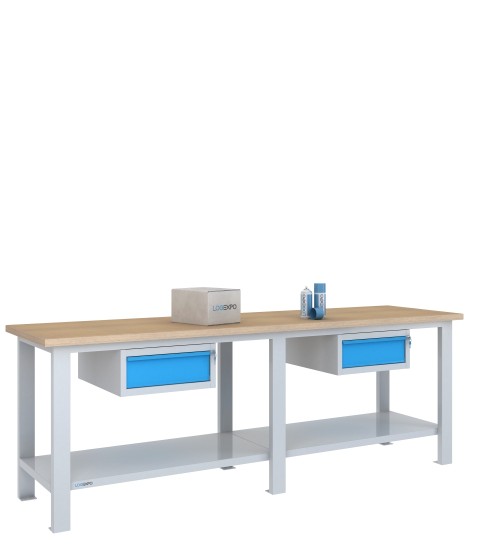 BANCO DA LAVORO 2500x700x885h con 2 cassetti