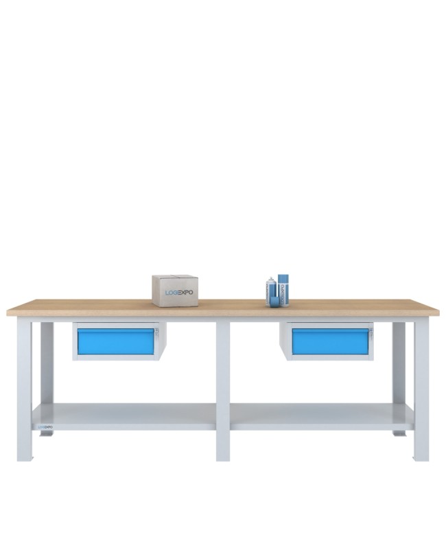 BANCO DA LAVORO 2500x700x885h con 2 cassetti