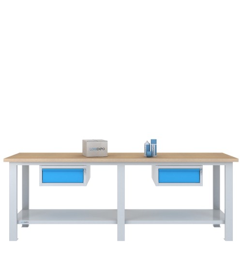 BANCO DA LAVORO 2500x700x885h con 2 cassetti
