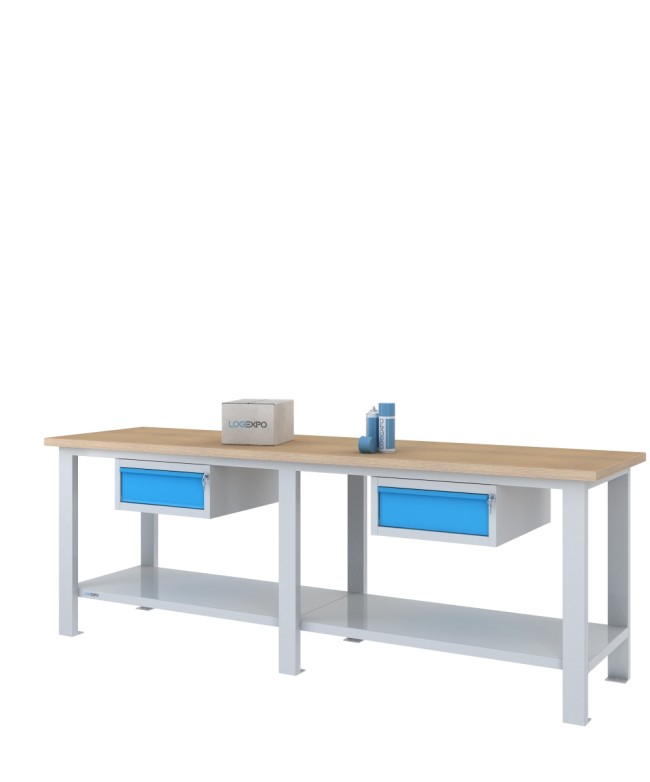 BANCO DA LAVORO 2500x700x885h con 2 cassetti