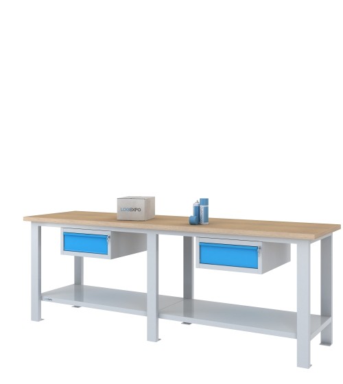 BANCO DA LAVORO 2500x700x885h con 2 cassetti