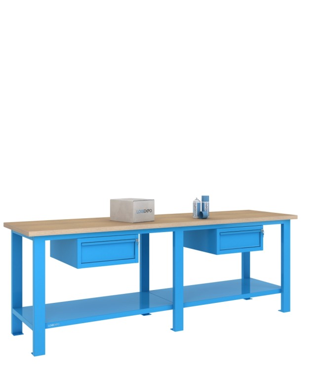BANCO DA LAVORO 2500x700x885h con 2 cassetti