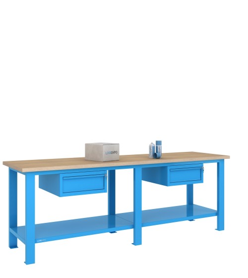 BANCO DA LAVORO 2500x700x885h con 2 cassetti