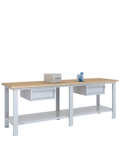 BANCO DA LAVORO 2500x700x885h con 2 cassetti