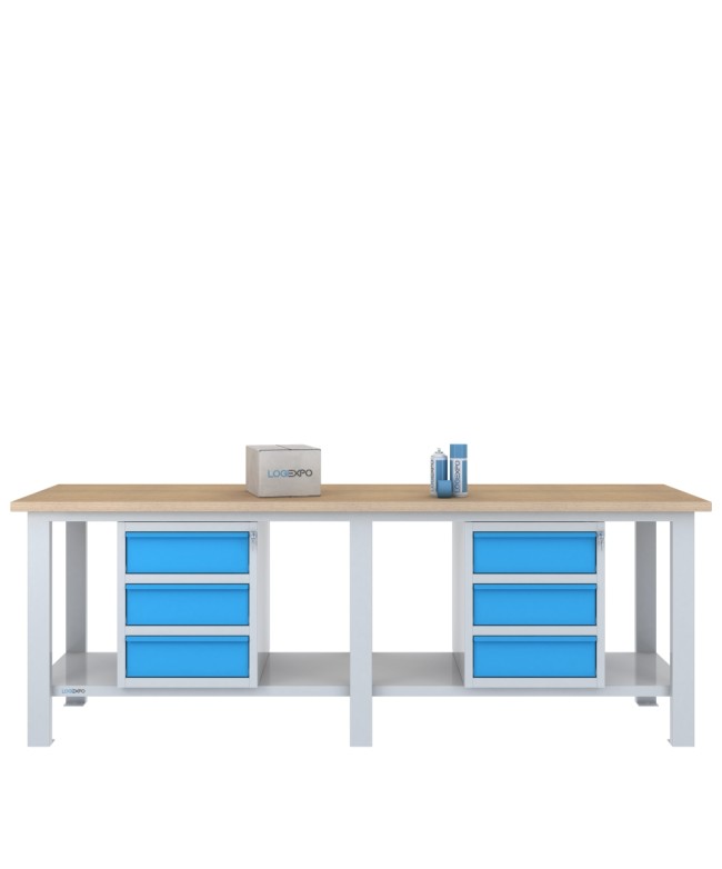 BANCO DA LAVORO 2500x700x885h con 6 cassetti