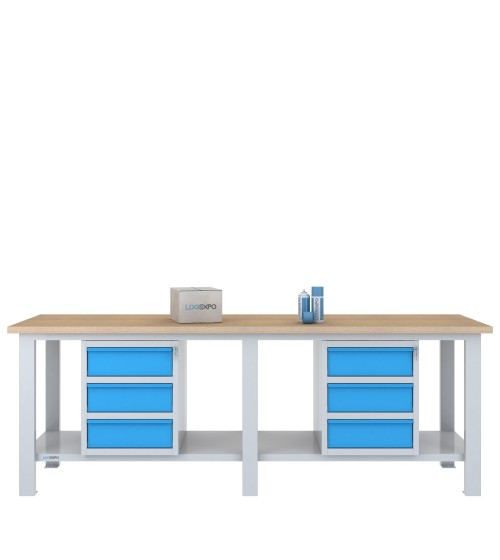 BANCO DA LAVORO 2500x700x885h con 6 cassetti