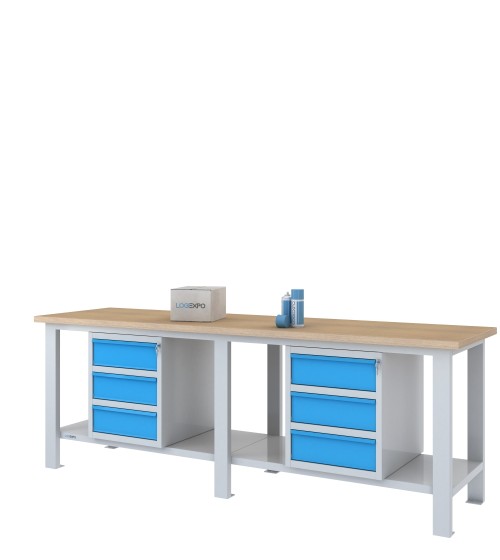 BANCO DA LAVORO 2500x700x885h con 6 cassetti