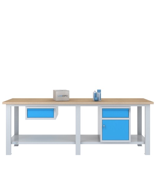BANCO DA LAVORO 2500x700x885h con 2 cassetti e 1 sportello