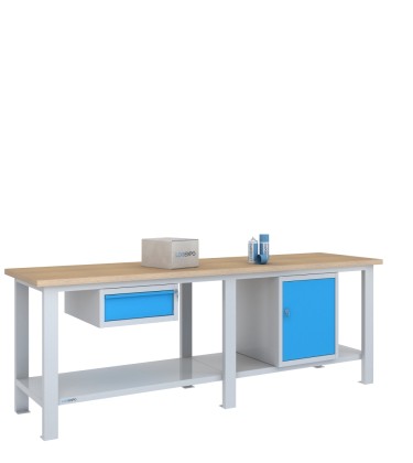 BANCO DA LAVORO 2500x700x885h con 1 cassetto e 1 sportello