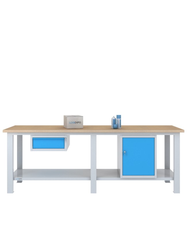 BANCO DA LAVORO 2500x700x885h con 1 cassetto e 1 sportello
