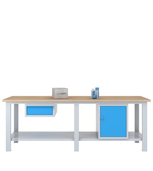 BANCO DA LAVORO 2500x700x885h con 1 cassetto e 1 sportello