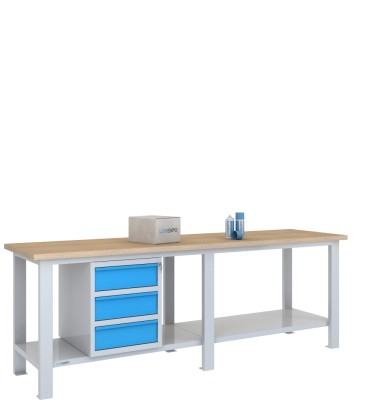 BANCO DA LAVORO 2500x700x885h con 3 cassetti