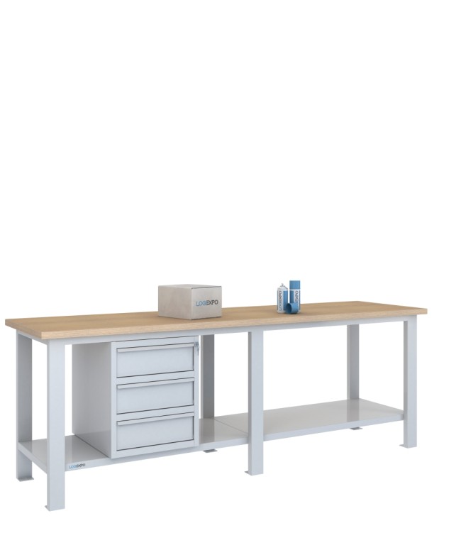 BANCO DA LAVORO 2500x700x885h con 3 cassetti