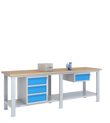 BANCO DA LAVORO 2500x700x885h con 4 cassetti