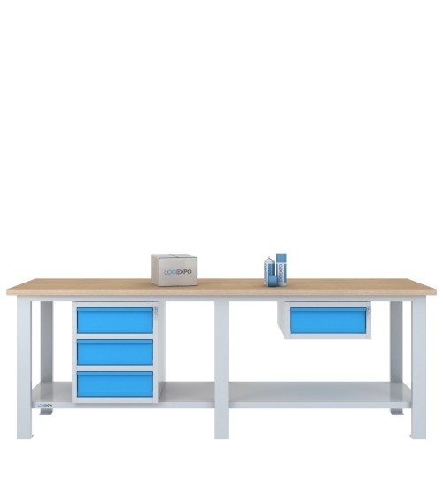 BANCO DA LAVORO 2500x700x885h con 4 cassetti